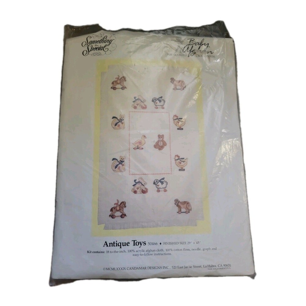 Candamar Designs Something Special Antique Toys Baby Afghan Cross Stitch Kit